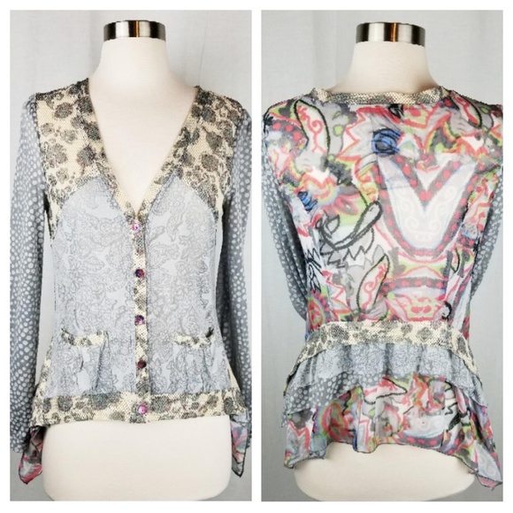 Anthropologie style ruffle cardigan size small - Picture 1 of 7